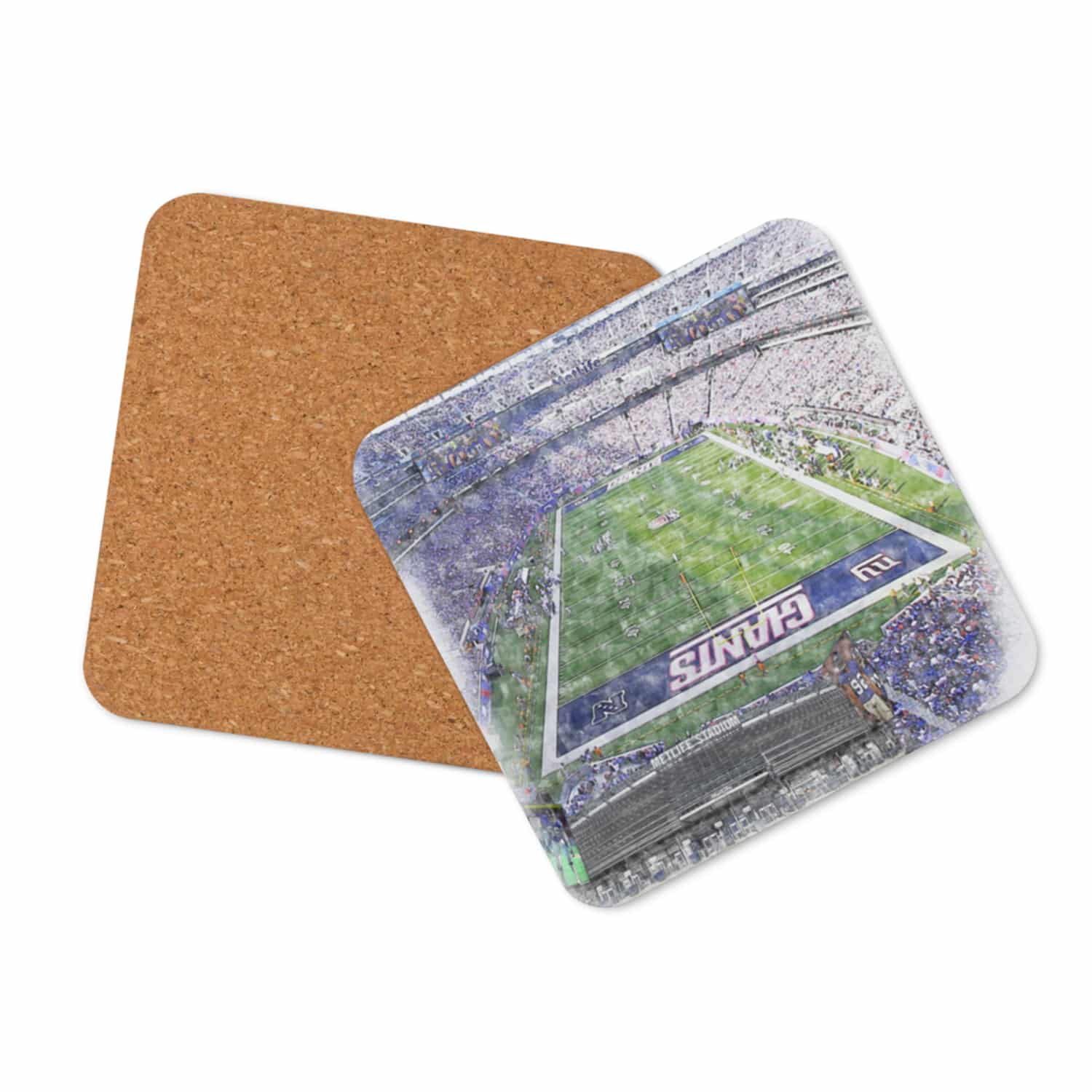 nfl-nyg-cstr-2 MetLife Stadium High Gloss Coated, Cork-Backed Drink Coaster, New York Giants Football