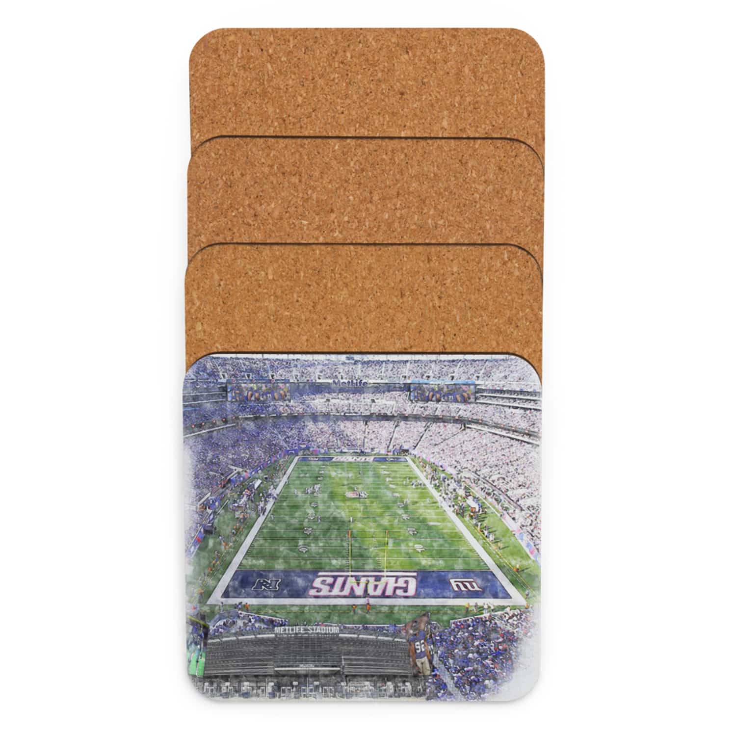 nfl-nyg-cstr-5 MetLife Stadium High Gloss Coated, Cork-Backed Drink Coaster, New York Giants Football