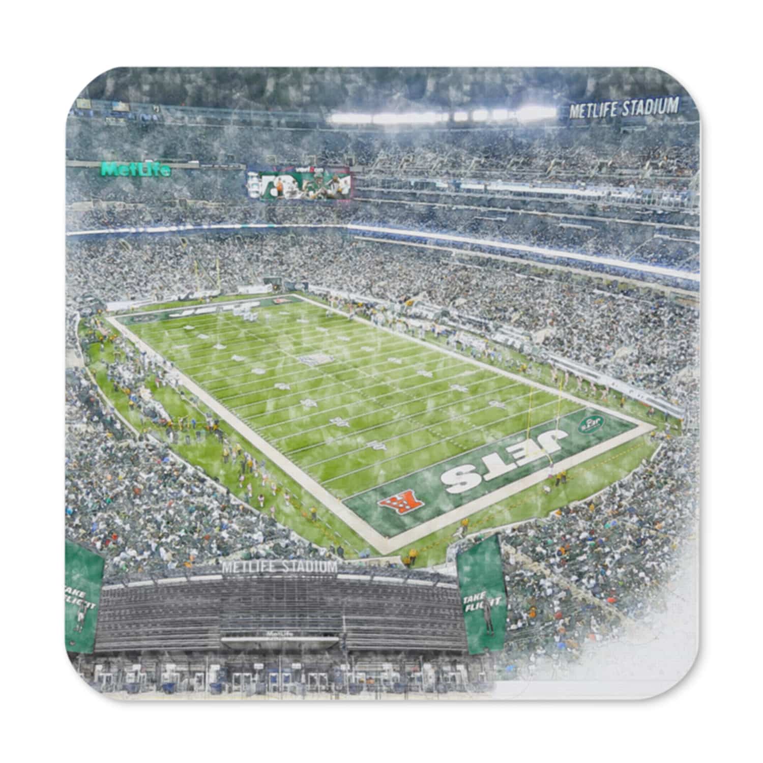nfl-nyj-cstr-1 MetLife Stadium High Gloss Coated, Cork-Backed Drink Coaster, New York Jets Football