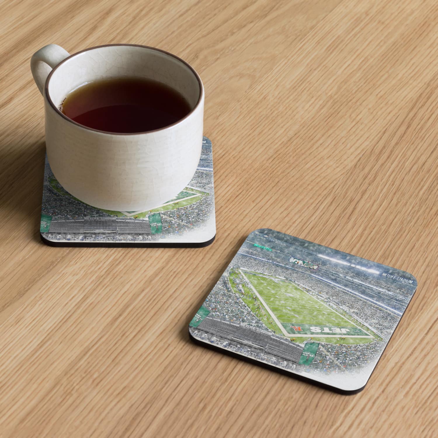 nfl-nyj-cstr-8 MetLife Stadium High Gloss Coated, Cork-Backed Drink Coaster, New York Jets Football