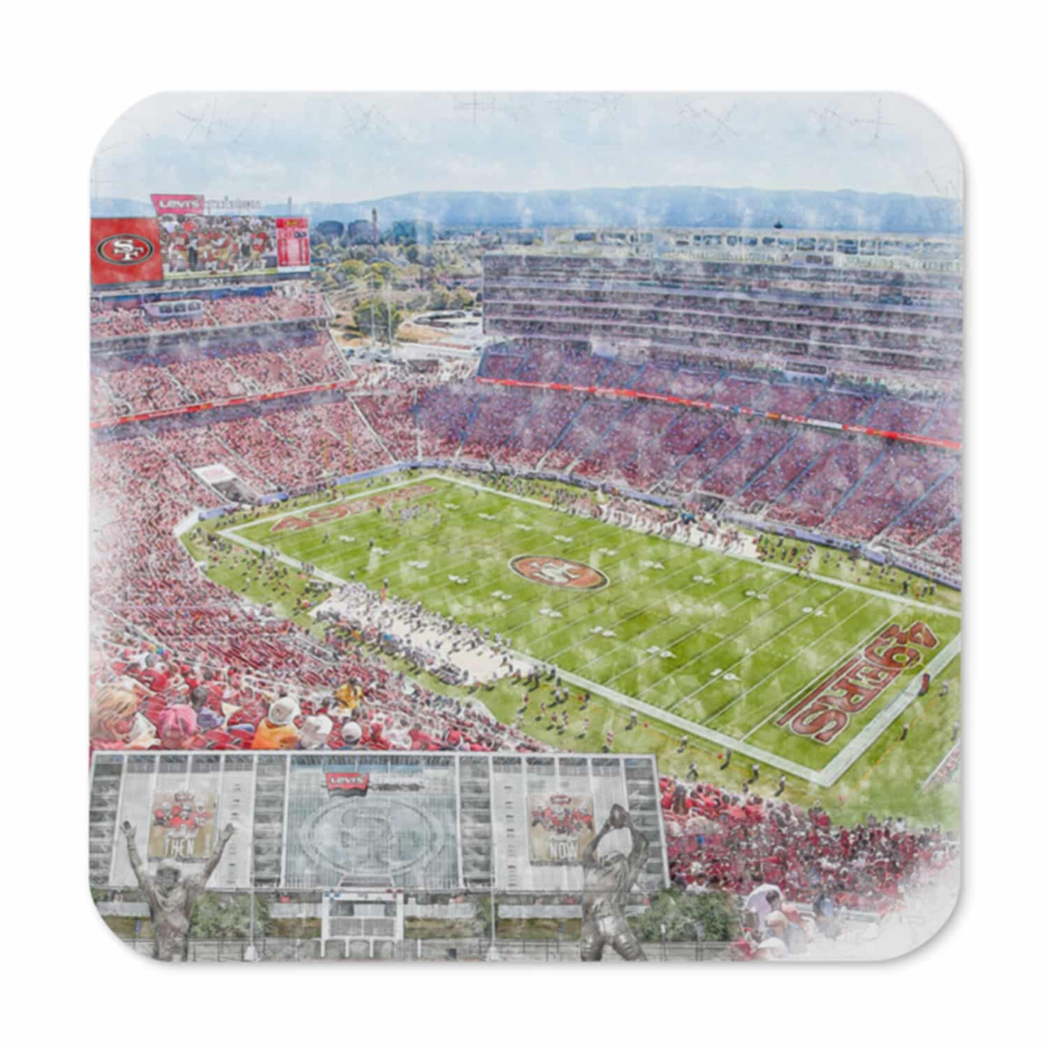 nfl-sf-cstr-1 Levi’s Stadium High Gloss Coated, Cork-Backed Drink Coaster, San Francisco 49ers Football