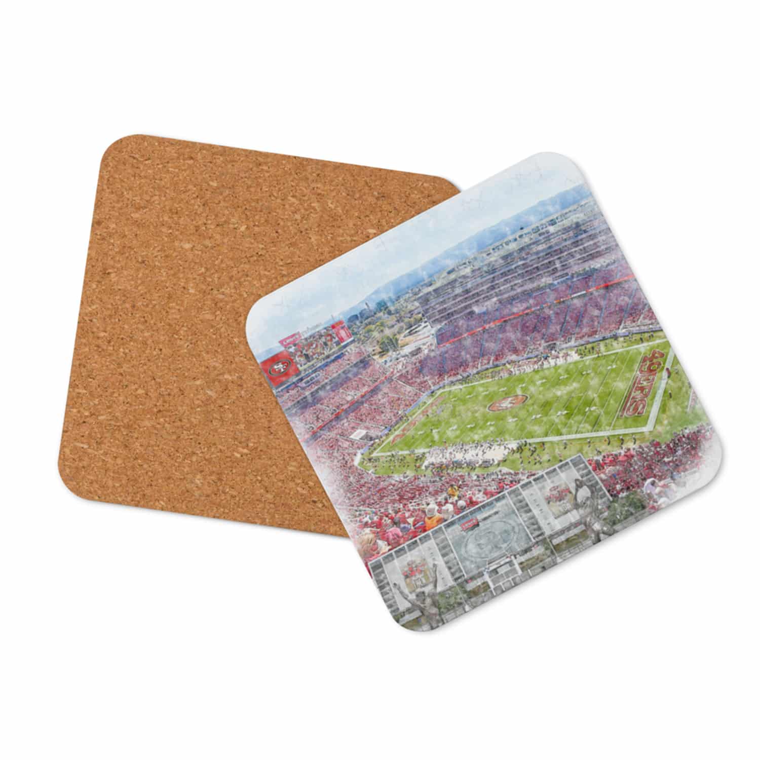 nfl-sf-cstr-2 Levi’s Stadium High Gloss Coated, Cork-Backed Drink Coaster, San Francisco 49ers Football