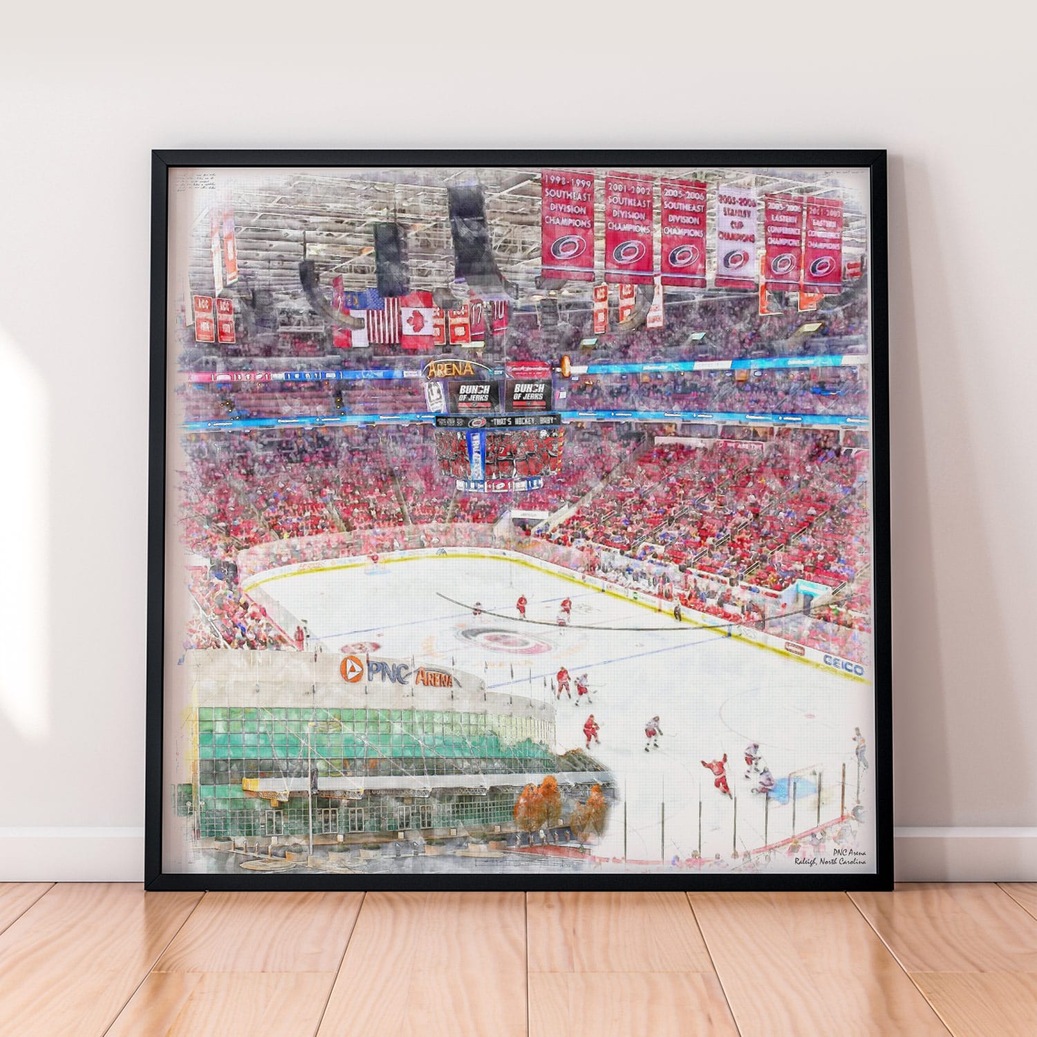 floor-print-nhl-car PNC Arena Print / Canvas Wrap, Hockey Arena Art, Carolina Hurricanes Hockey