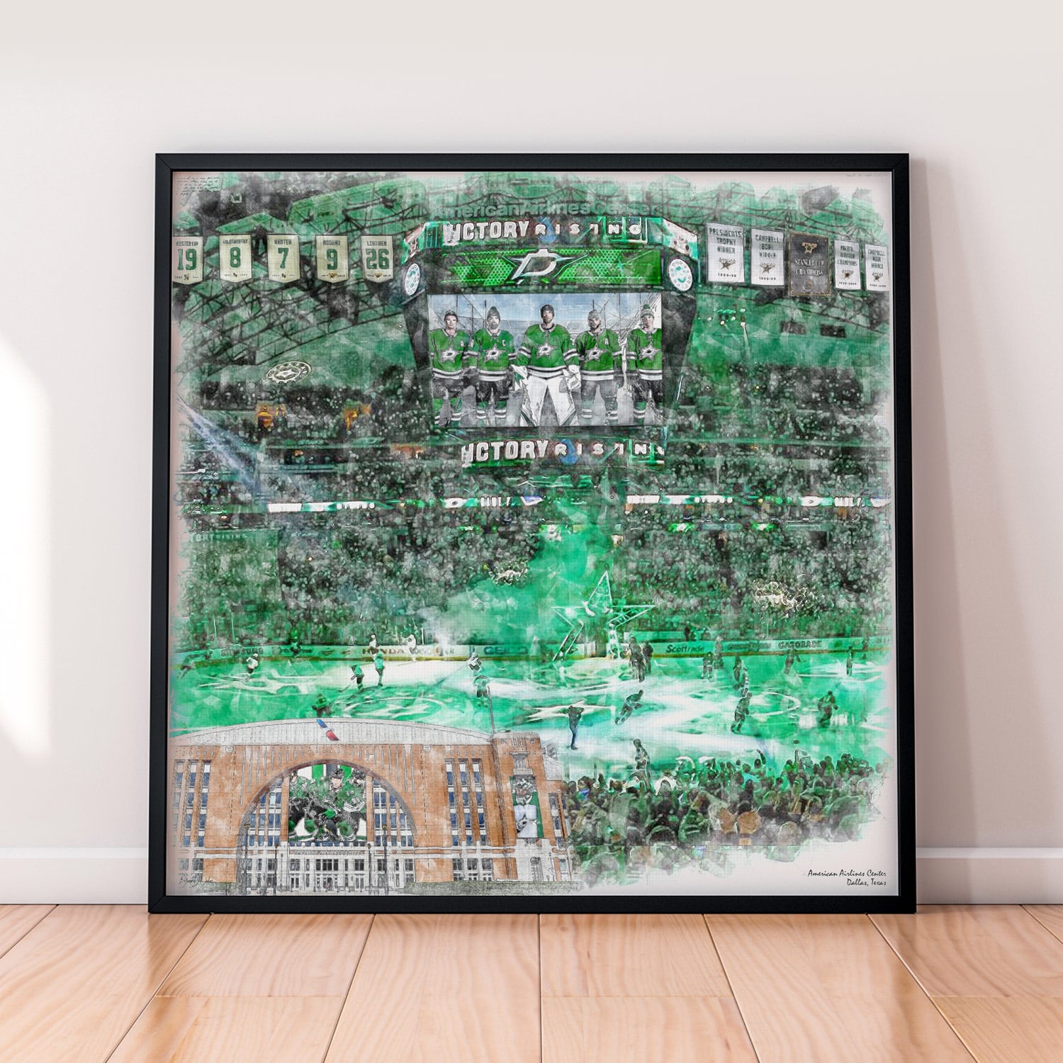 floor-print-nhl-dal American Airlines Center Print / Canvas Wrap, Hockey Arena Art, Dallas Stars Hockey