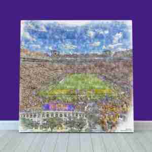 Tiger Stadium Print, LSU Tigers Wall Art, College Football Stadium Art