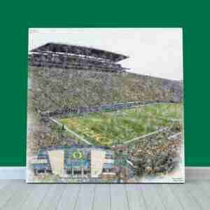 Autzen Stadium Print, Oregon Ducks Wall Art, College Football Stadium Art