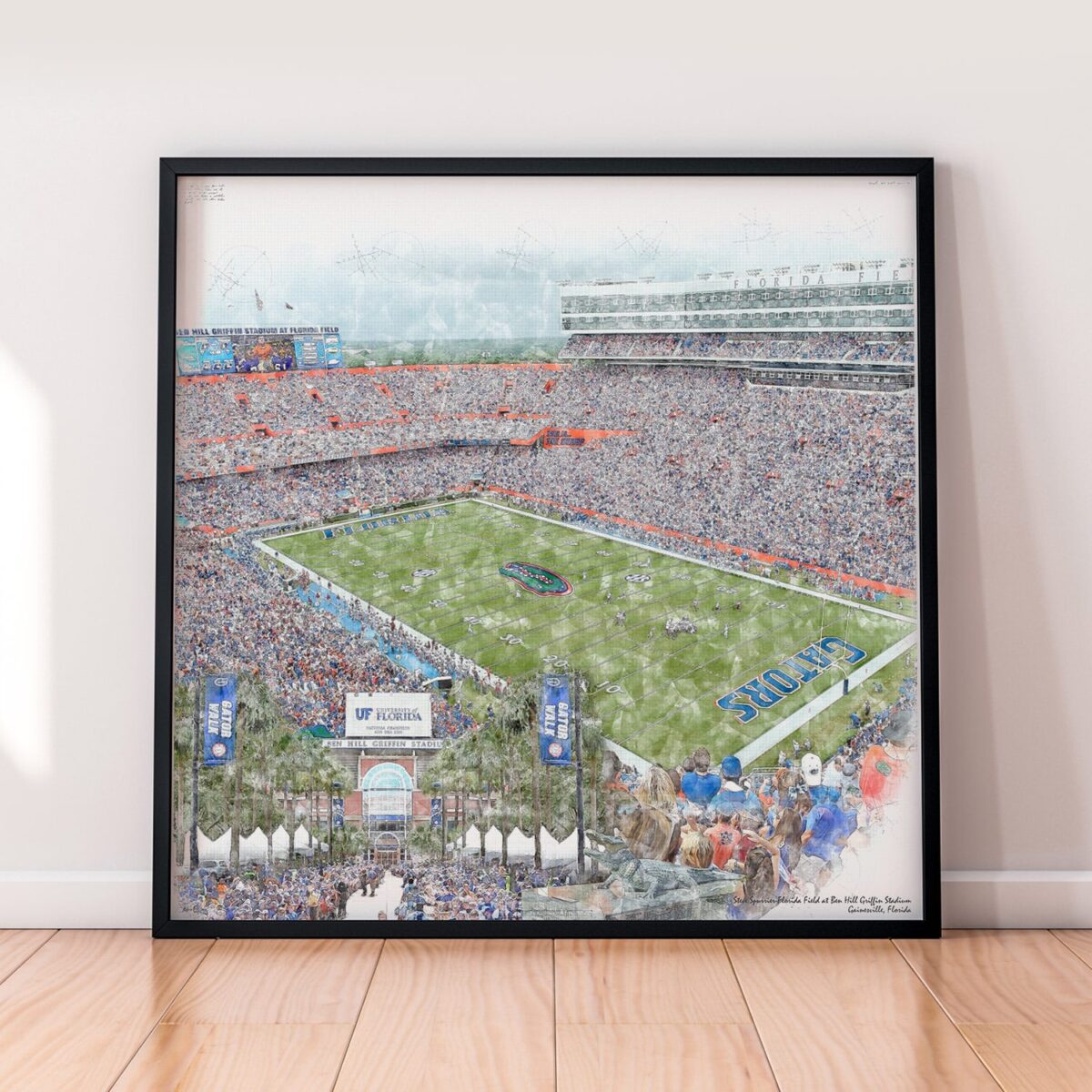 Sportula – Opera D'Arte Da Parete 3D Ben Hill Griffin Stadium – Florida Gators – Legno Laserato – 64,8x49,5x8,9 Cm