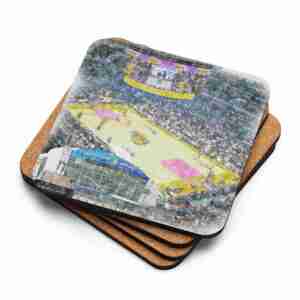 Crypto.com Arena Coaster, Los Angeles Lakers Basketball, Cork-Backed Drink Coaster