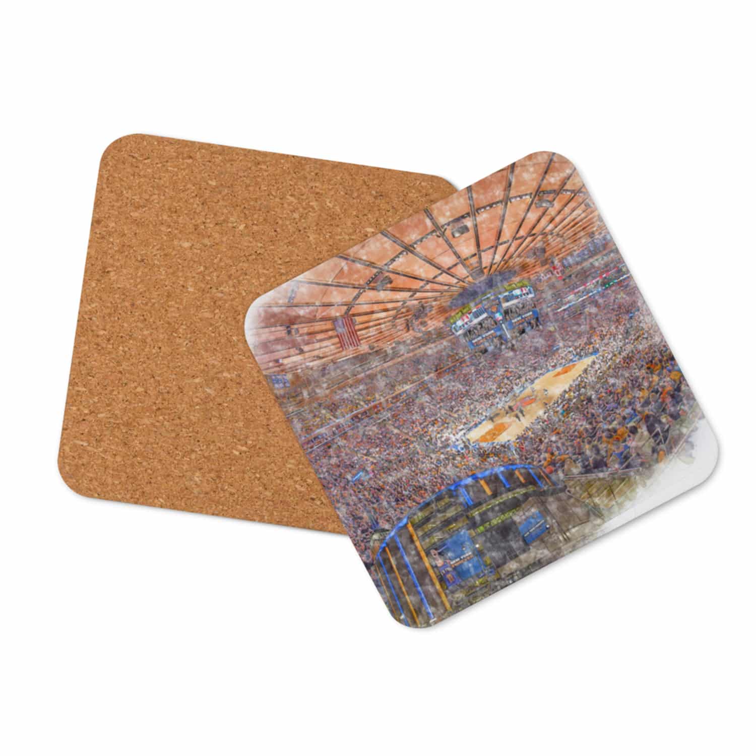 nba-nyk-cstr-7 Madison Square Garden High Gloss Coated, Cork-Backed Drink Coaster, New York Knicks Basketball