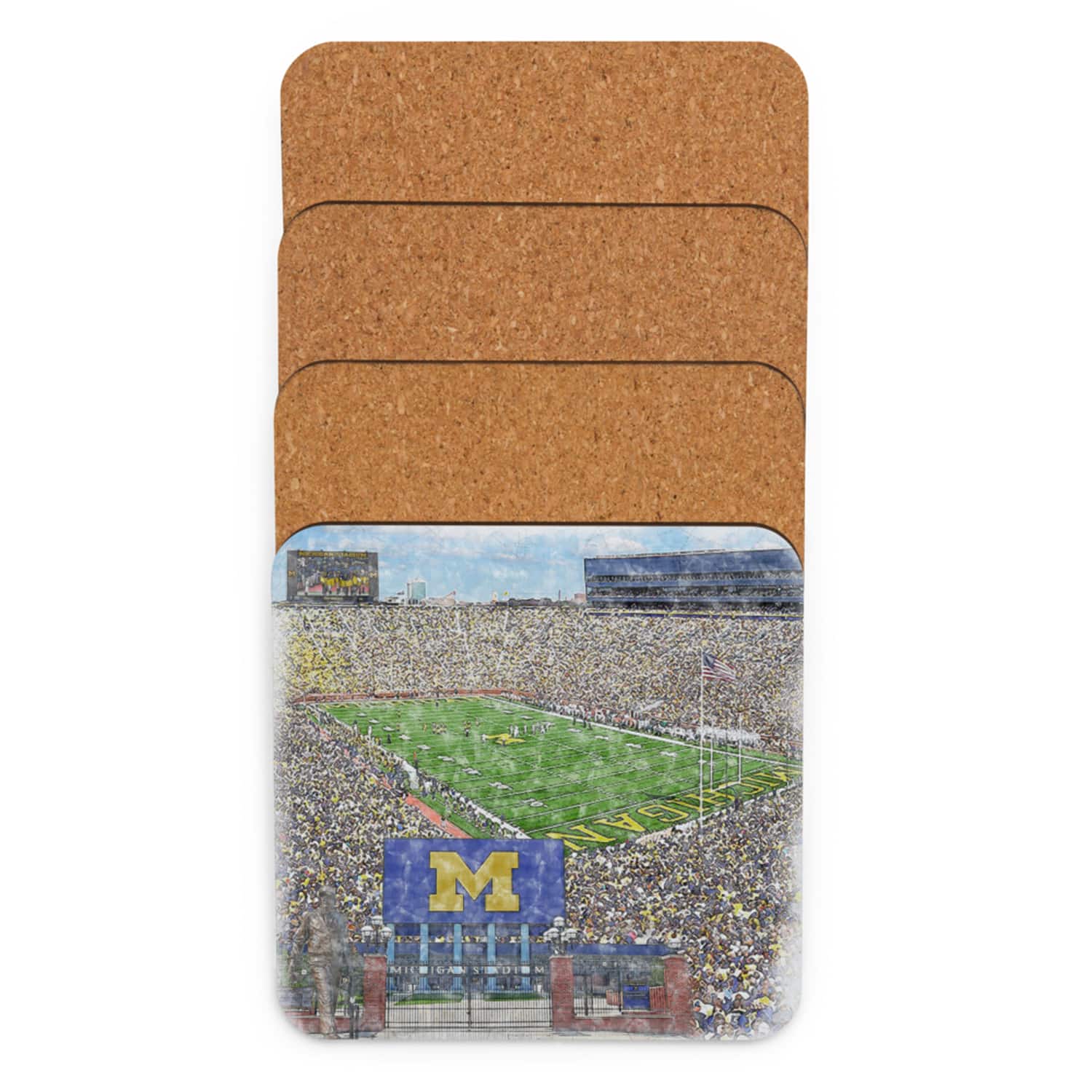 ncaa-michigan-cstr-4 Michigan Stadium Print, Artist Drawn College Football Stadium, Michigan Wolverines College Football