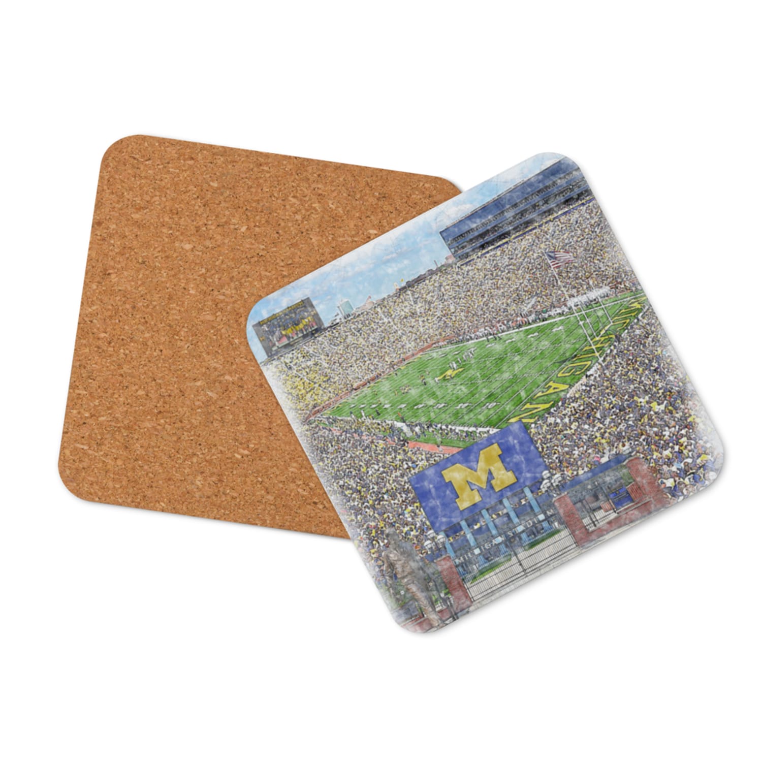 ncaa-michigan-cstr-7 Michigan Stadium Print, Artist Drawn College Football Stadium, Michigan Wolverines College Football