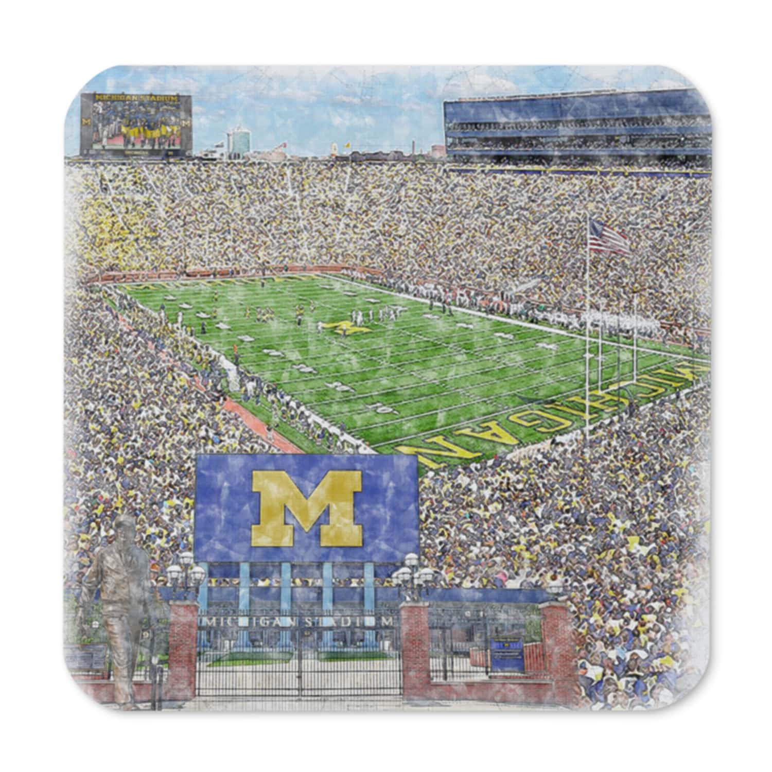 ncaa-michigan-cstr-8 Michigan Stadium Print, Artist Drawn College Football Stadium, Michigan Wolverines College Football