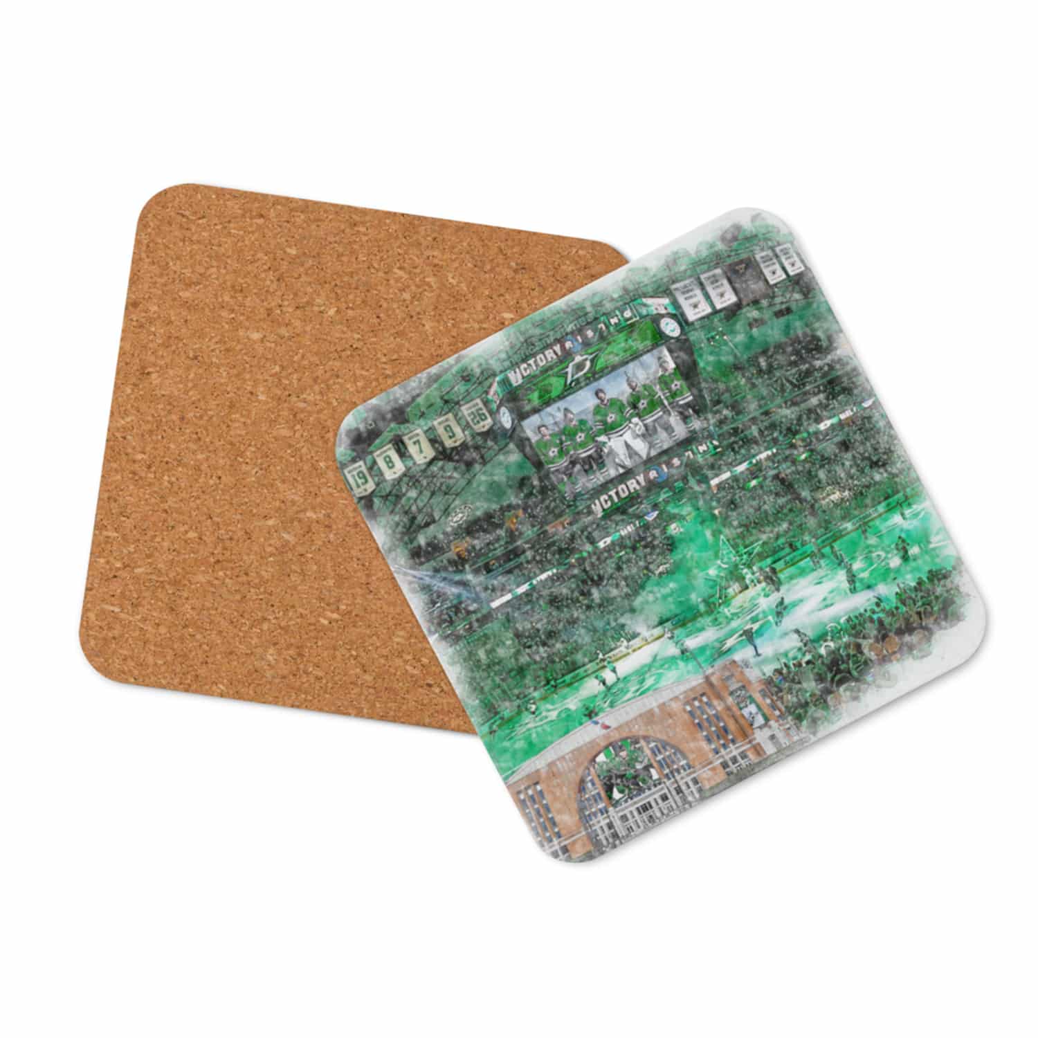 nhl-dal-cstr-7 American Airlines Center High Gloss Coated, Cork-Backed Drink Coaster, Dallas Stars Hockey