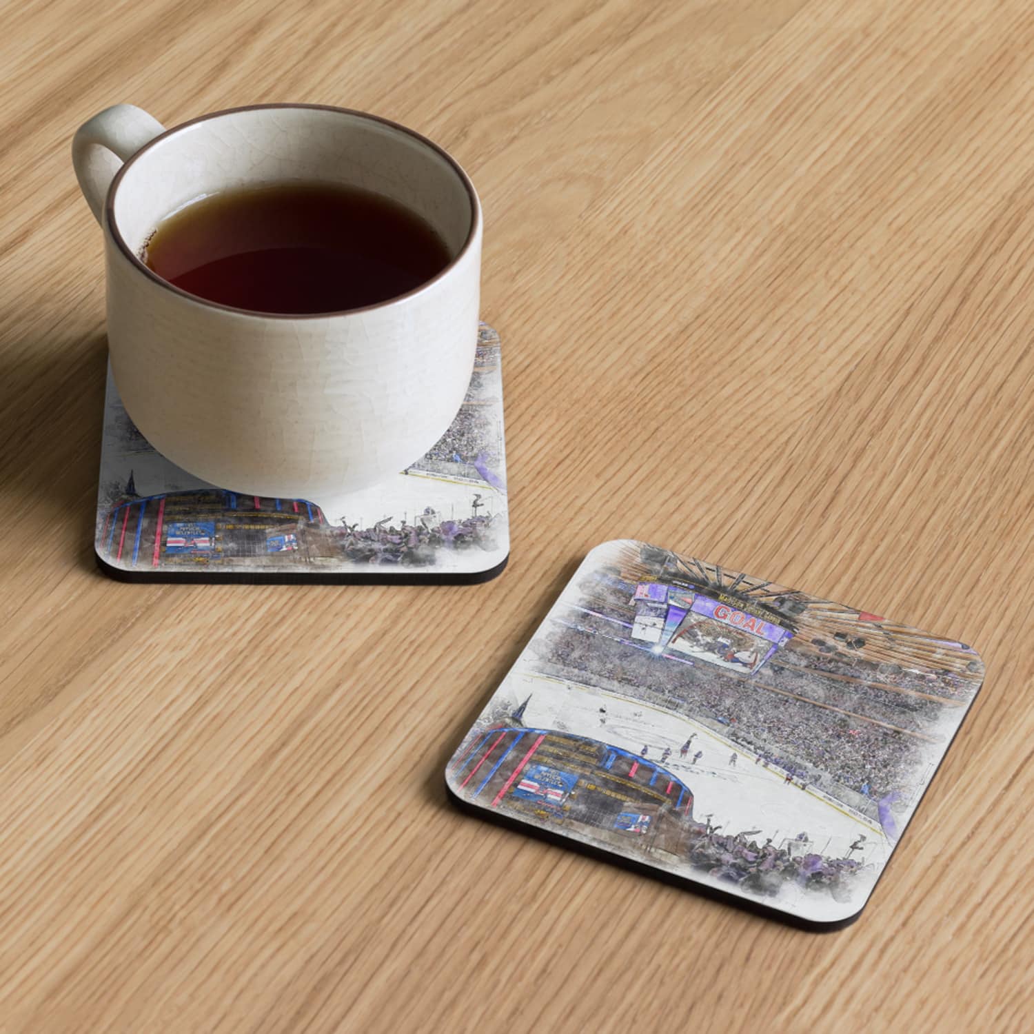 nhl-nyr-cstr-1 Madison Square Garden High Gloss Coated, Cork-Backed Drink Coaster, New York Rangers Hockey