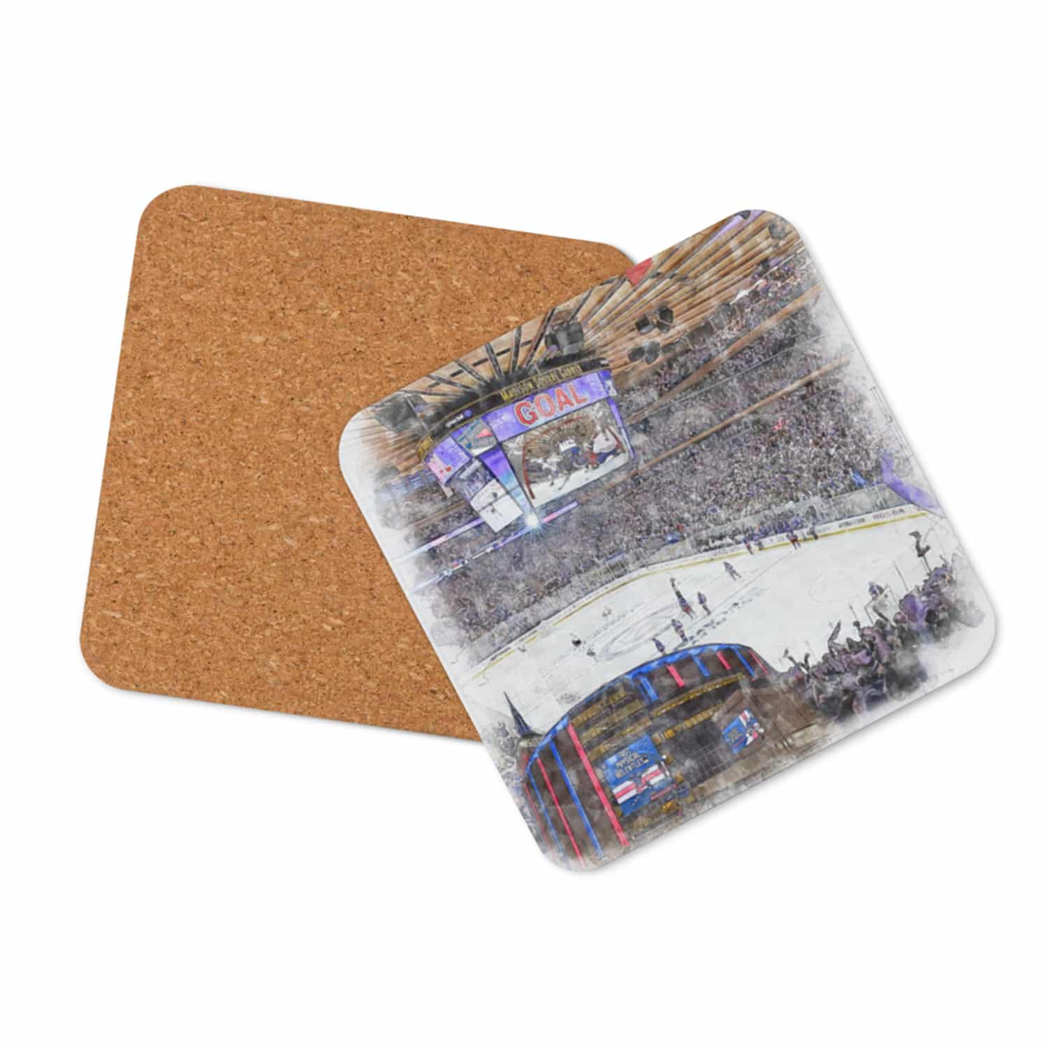 nhl-nyr-cstr-7 Madison Square Garden High Gloss Coated, Cork-Backed Drink Coaster, New York Rangers Hockey