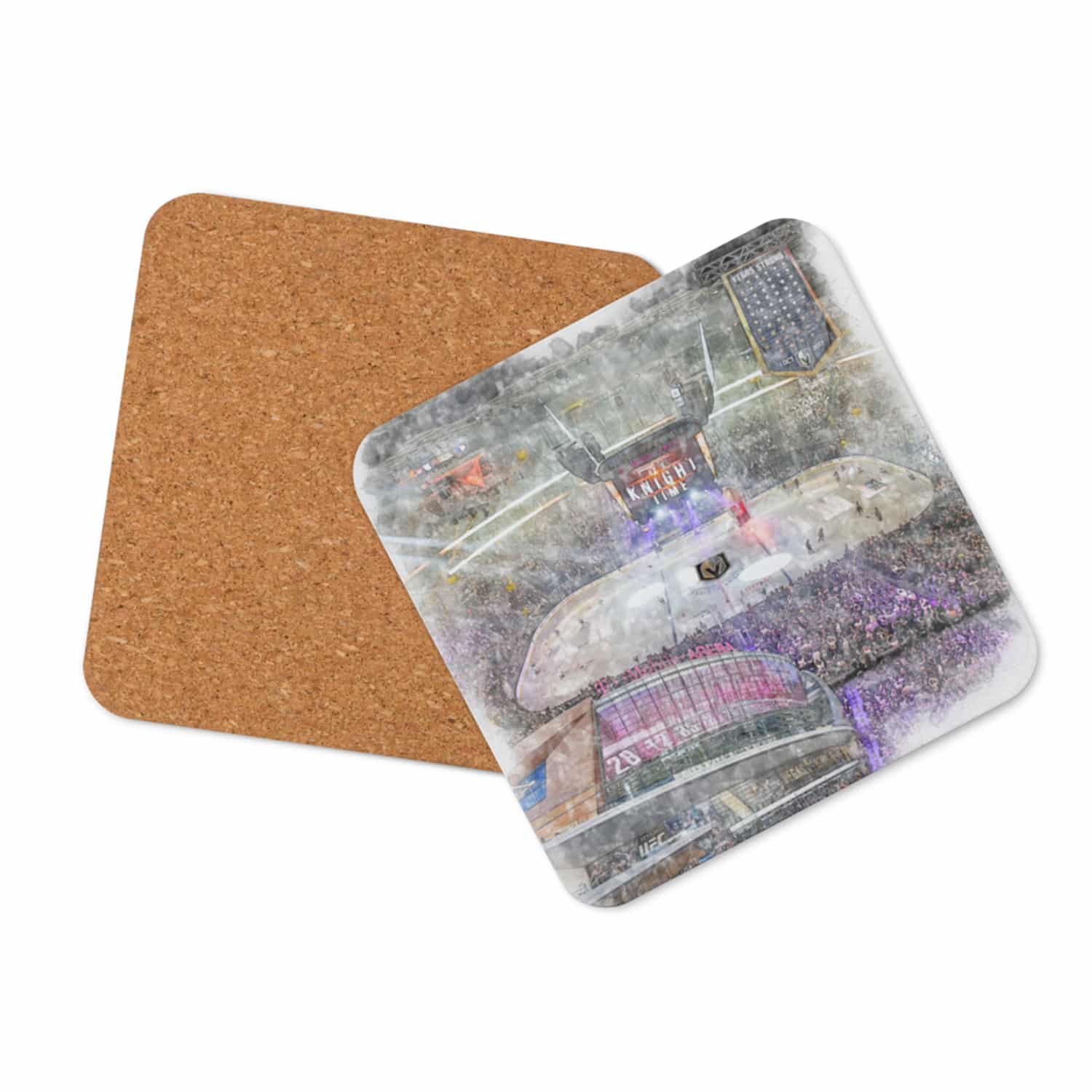 nhl-vgk-cstr-7 T-Mobile Arena High Gloss Coated, Cork-Backed Drink Coaster, Vegas Golden Knights Hockey