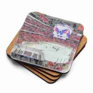 Capital One Arena Coaster, Washington Capitals Hockey, Cork-Backed Drink Coaster