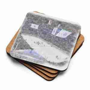 Climate Pledge Arena Coaster, Seattle Kraken Hockey, Cork-Backed Drink Coaster