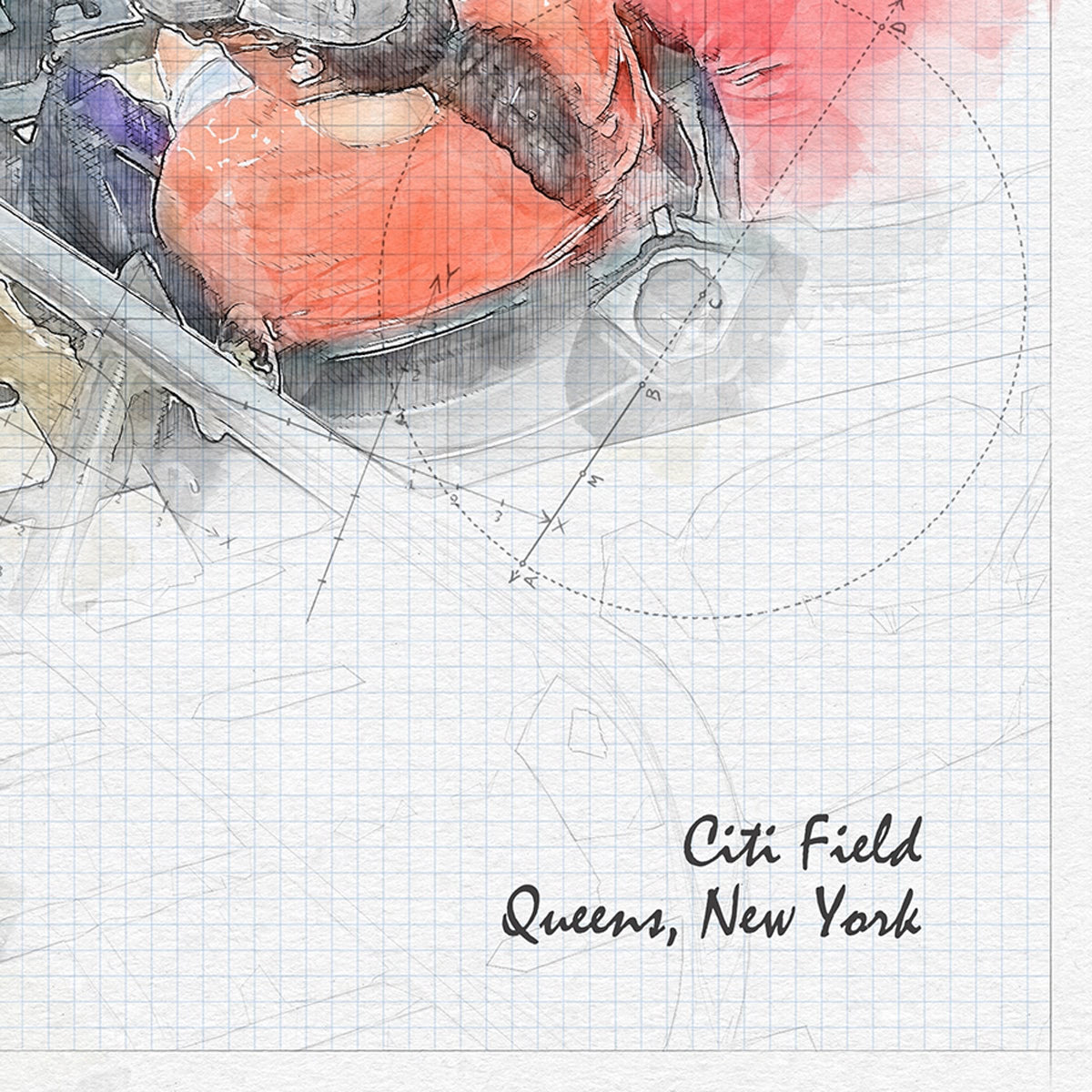 close-mlb-nym-2025_03 Citi Field Print / Canvas Wall Art, New York Mets Baseball Stadium Art