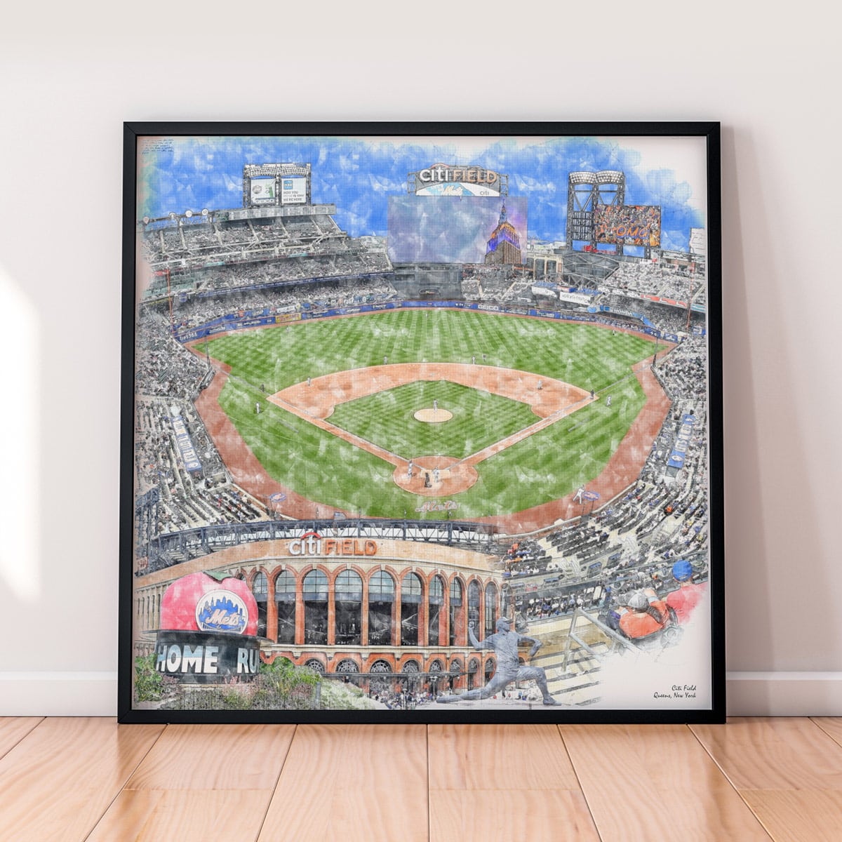 floor-print-mlb-nym-2025 Citi Field Print / Canvas Wall Art, New York Mets Baseball Stadium Art