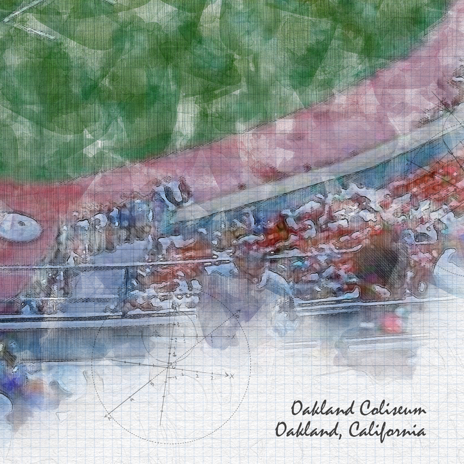 close-mlb-oak-ltd-fireworks-05 2025 Limited Edition Fireworks Series, Oakland Coliseum Canvas Wrap, Oakland Athletics Baseball