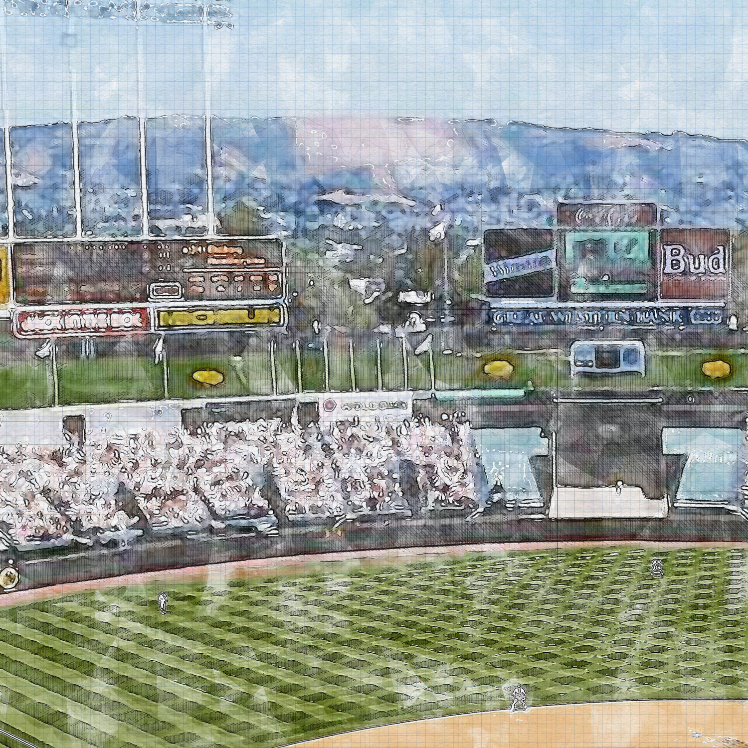 close-mlb-oak-ltd-pre-davis_2 Limited Edition, Pre Mt. Davis Oakland Coliseum Print, Oakland Athletics Baseball Stadium Art