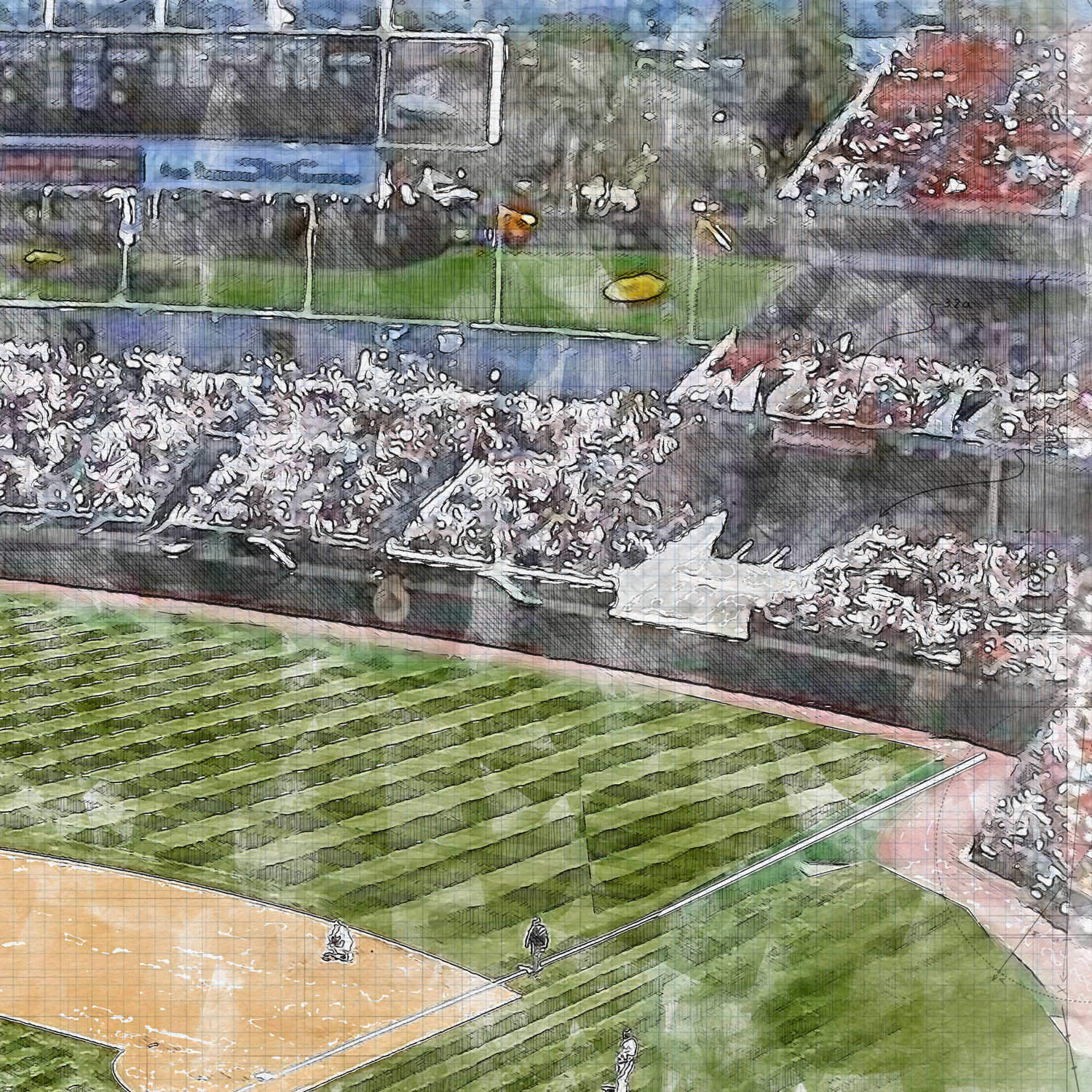 close-mlb-oak-ltd-pre-davis_3 Limited Edition, Pre Mt. Davis Oakland Coliseum Print, Oakland Athletics Baseball Stadium Art