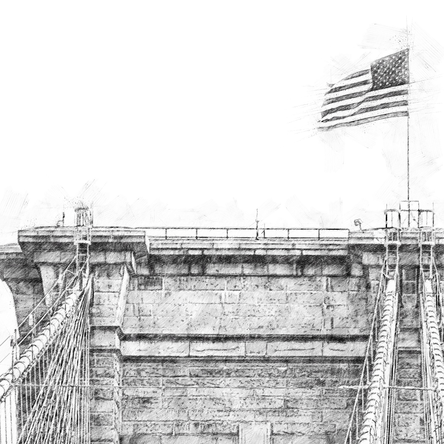 Brooklyn Bridge Print / Canvas Black and White Wall Art, New York City Landmark Architecture