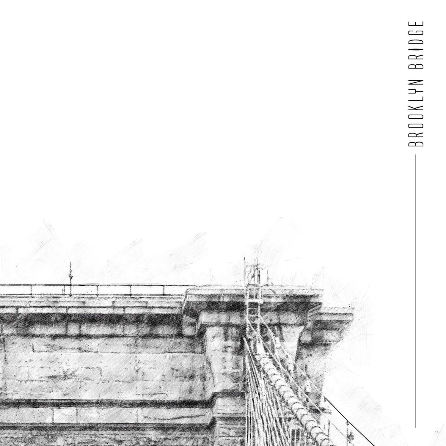 Brooklyn Bridge Print / Canvas Black and White Wall Art, New York City Landmark Architecture