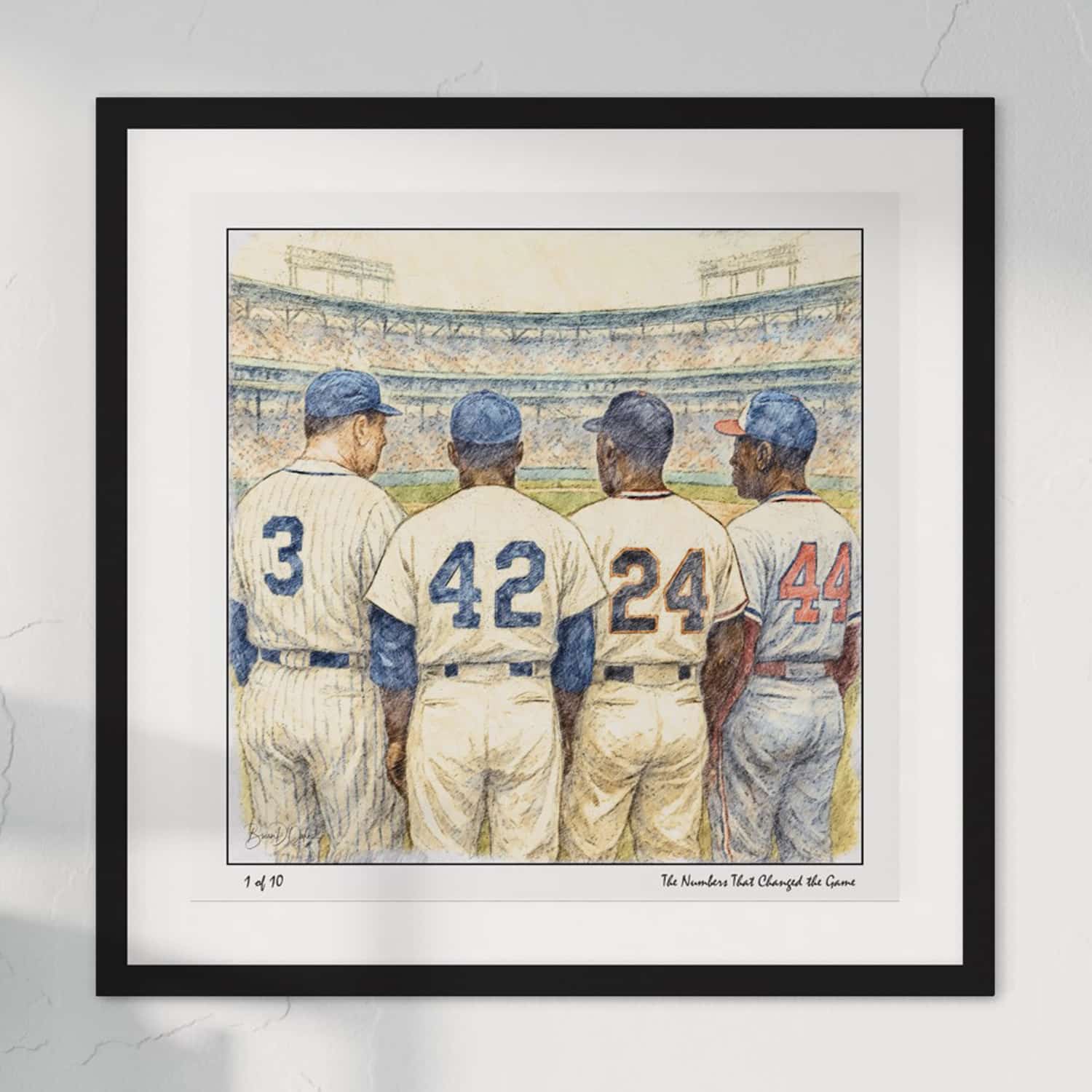 The Numbers Changed The Game – Babe, Jackie, Willie & Hank Limited Edition Artwork | Full Color, Numbered & Framed - 10 Print Limited Edition