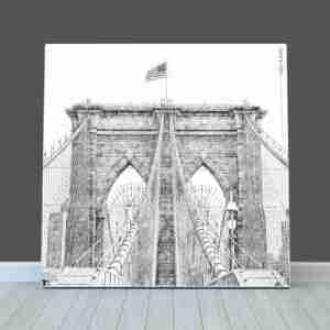 Brooklyn Bridge Print, Black and White Wall Art, New York City Landmark Architecture