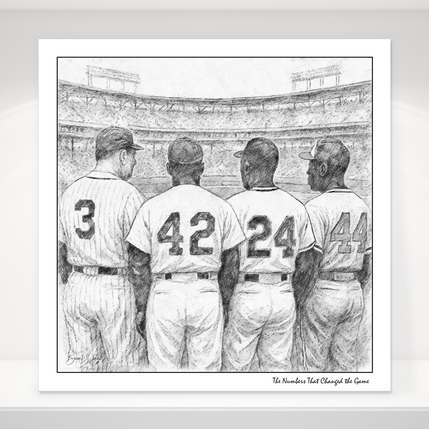 The Numbers Changed The Game – Babe, Jackie, Willie & Hank Limited Edition Artwork | Black & White 50 Print Limited Edition