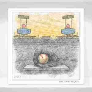 Golden Sunset Over Chavez Ravine, "The Claw's Retirement Tribute", Limited Edition 12" x 12" Fine Art Print