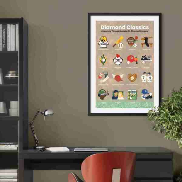 Diamond Classics: A Journey Through Baseball’s Cinematic Legacy, Minimalist Icon Poster