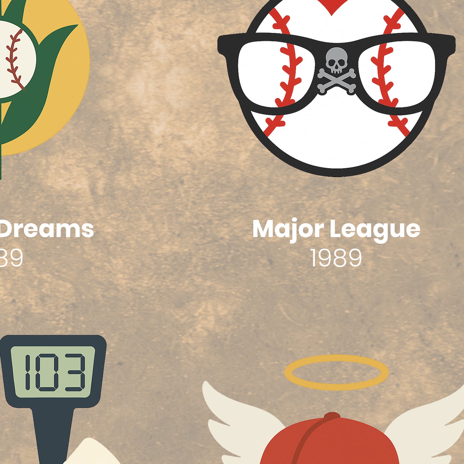 Diamond Classics: A Journey Through Baseball’s Cinematic Legacy, Minimalist Icon Poster