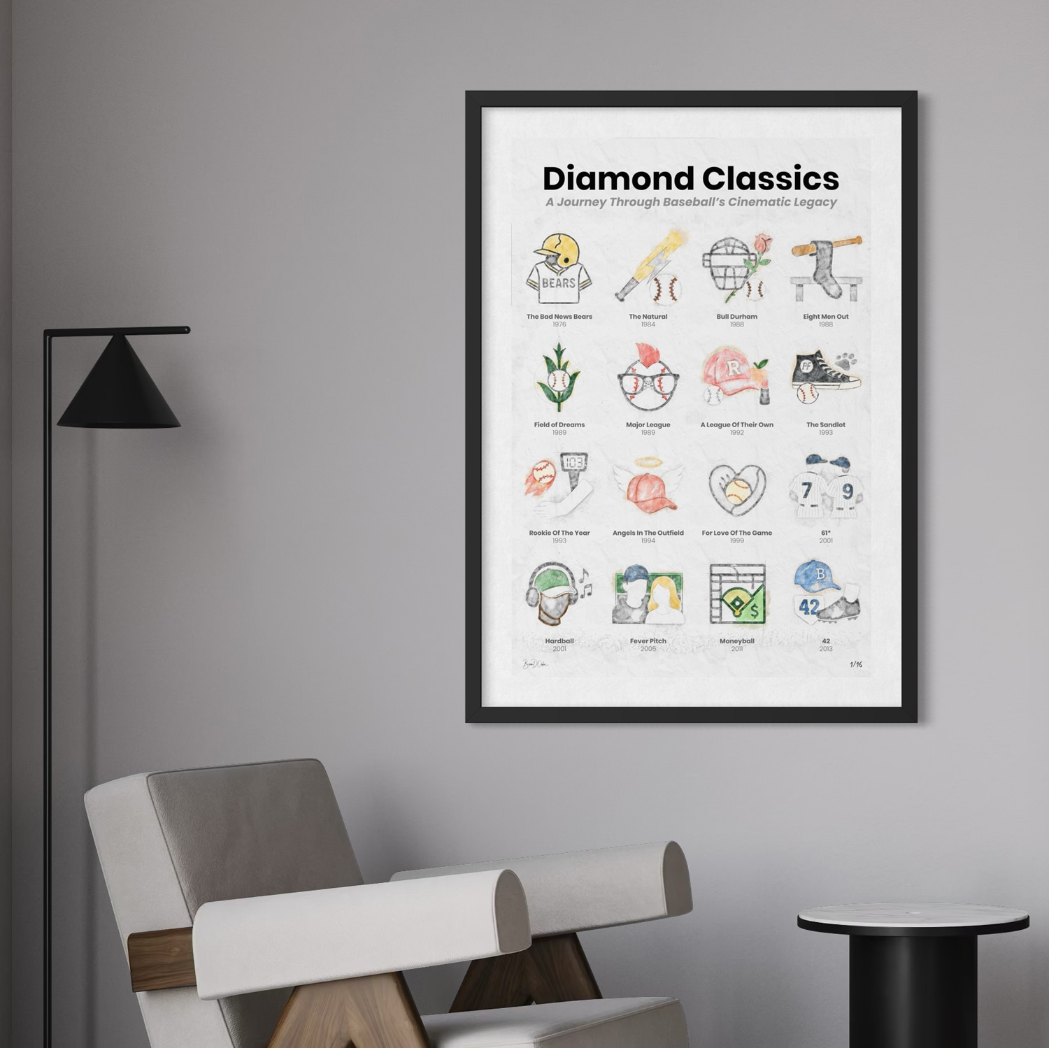 Diamond Classics: A Journey Through Baseball’s Cinematic Legacy, Minimalist Icon Poster