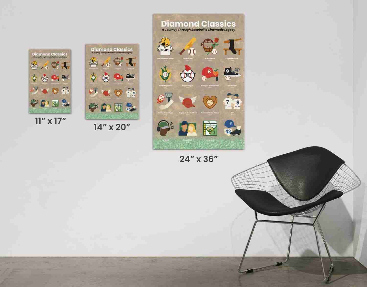 Diamond Classics: A Journey Through Baseball’s Cinematic Legacy, Minimalist Icon Poster