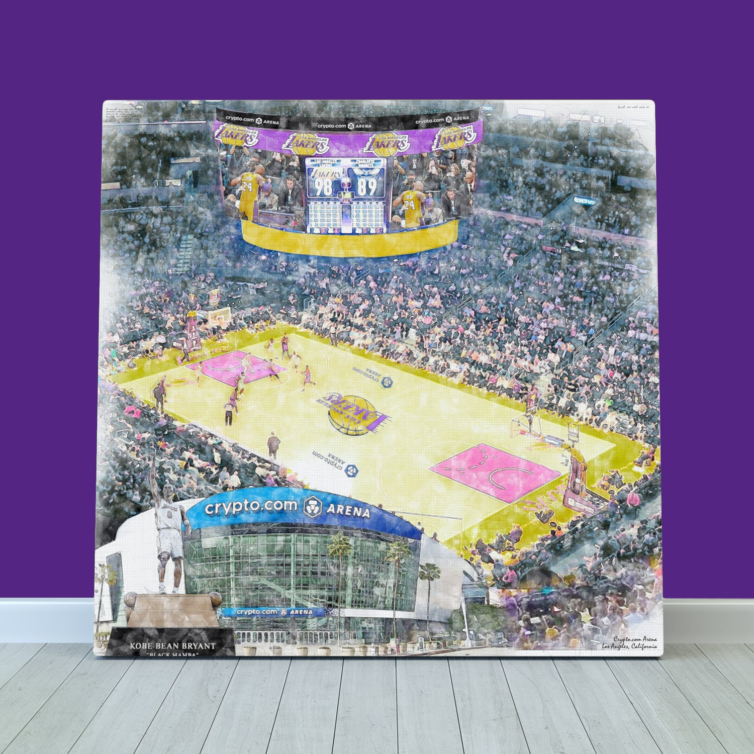 Crypto.com Arena Print / Canvas Wall Art, Los Angeles Lakers Basketball Arena Art