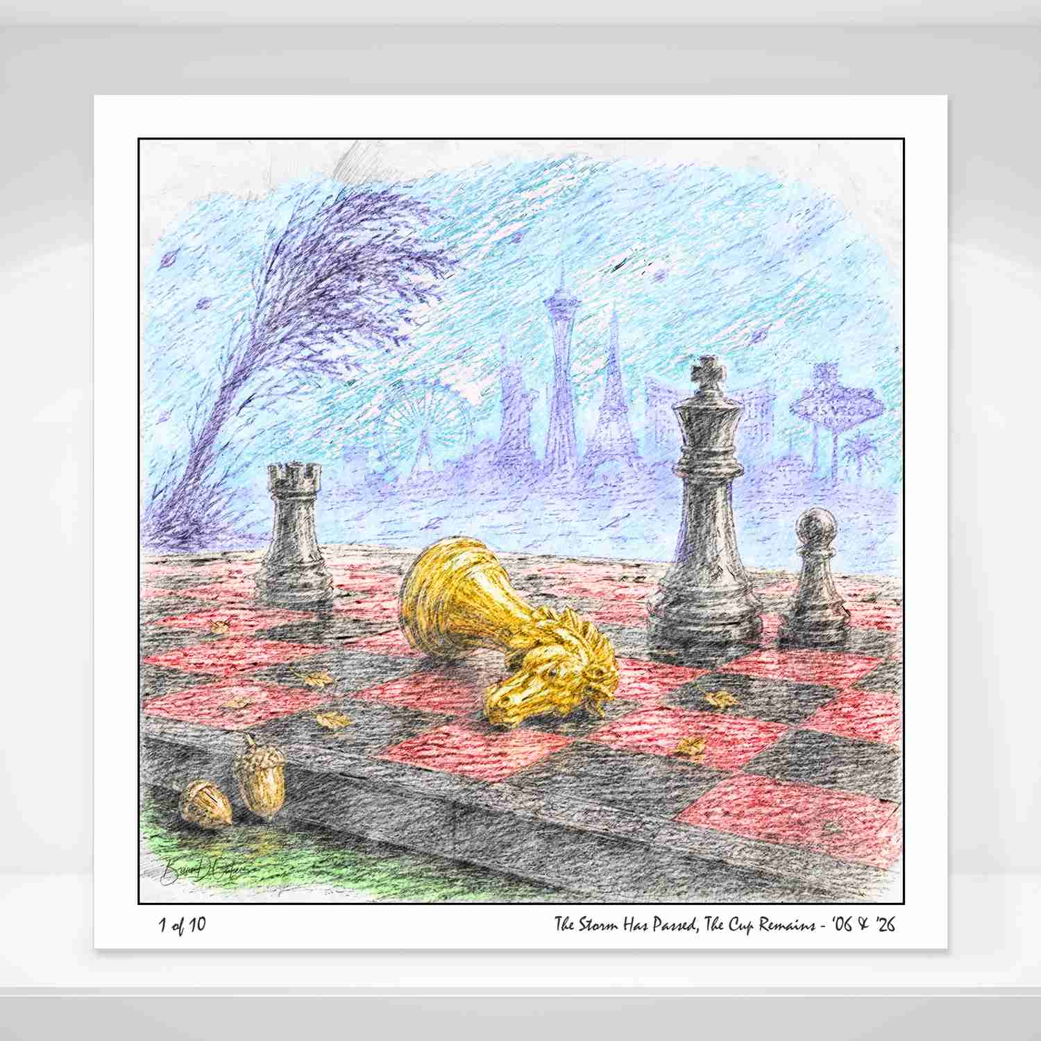 “The Storm Has Passed, The Cup Remains” 2026 NHL Champions, Carolina 12 x 12″ Limited Edition Fine Art Print