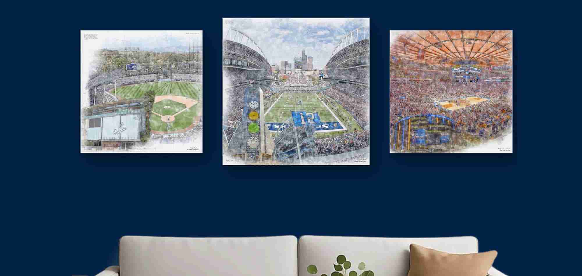 fan-inspired, artist designed stadium wall art